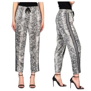 NEW Nordstrom x Black Orchid Luxe Satin Tuxedo Stripe Grey Python Ankle Pant …
